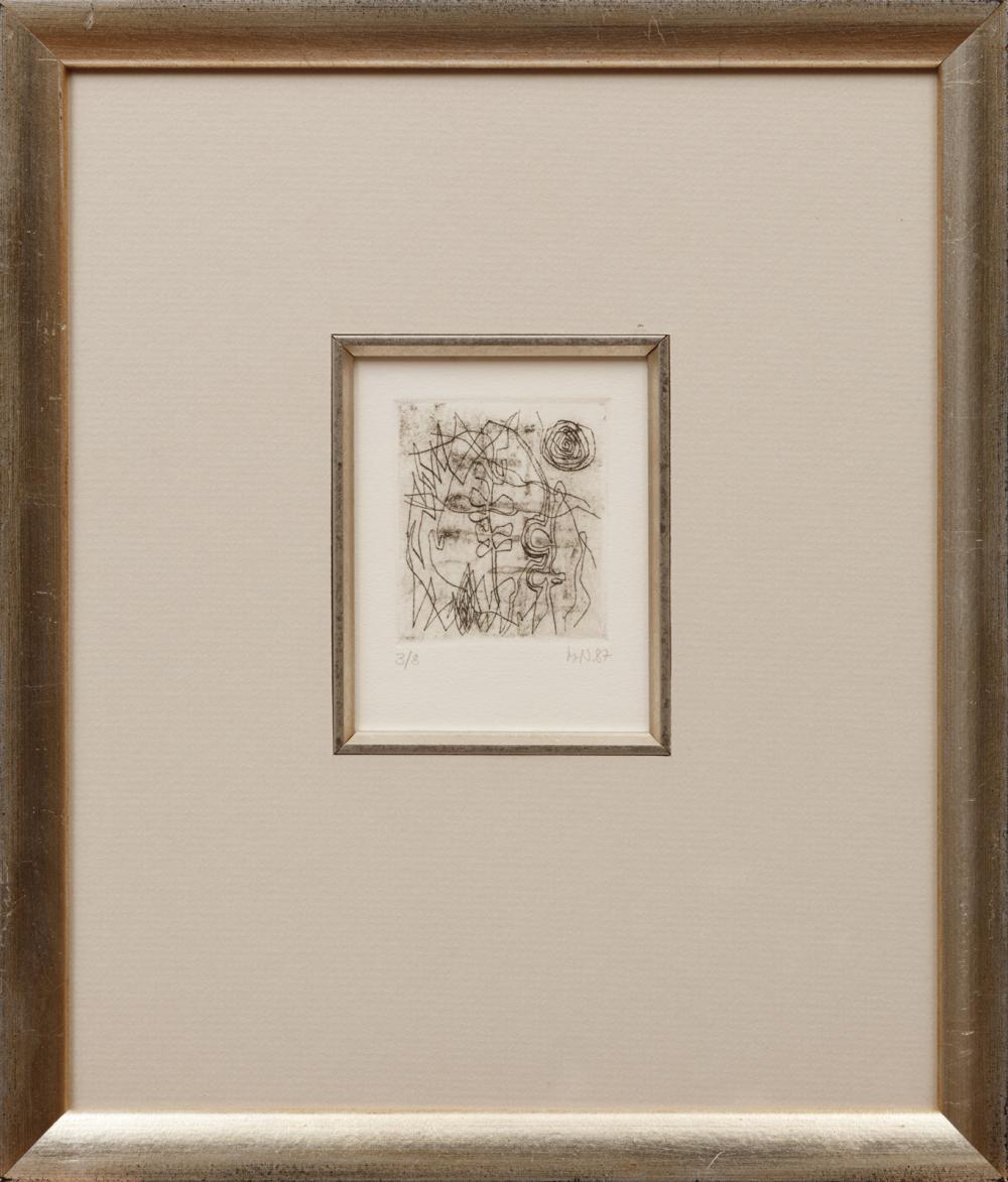 Appraisal: American School th c Untitled Abstract etching pencil-initialed N M