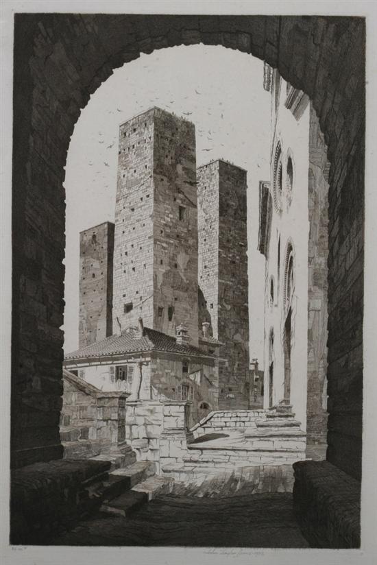 Appraisal: JOHN TAYLOR ARMS American - TOWER OF SAN GIMIGNANO signed