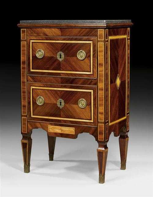 Appraisal: SMALL CHEST OF DRAWERS Louis XVI Naples circa Rosewood and