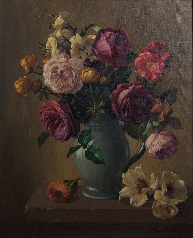 Appraisal: Thomas Bradley British - Roses and Liliessigned lower right oils