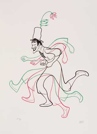 Appraisal: AL HIRSCHFELD Marcel Marceau Color lithograph printed in black and