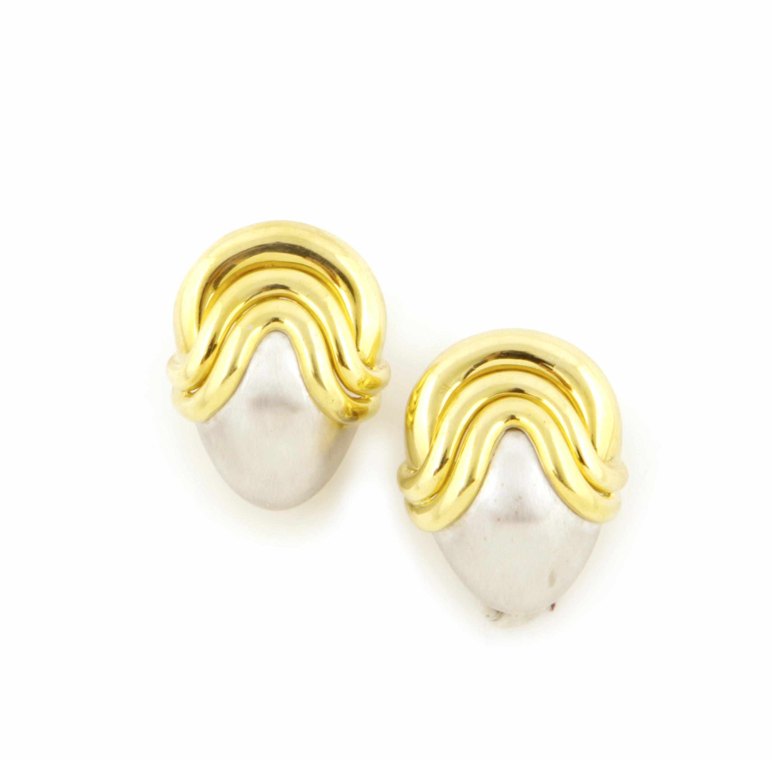 Appraisal: A pair of k bicolor gold earrings g