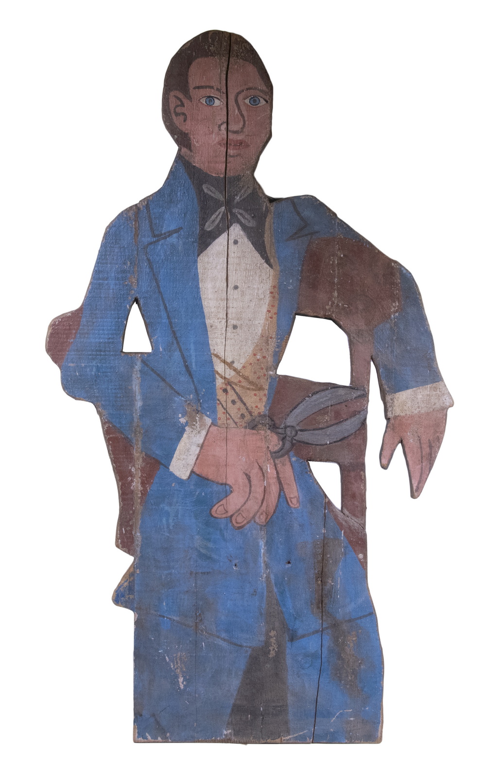 Appraisal: FOLK ART FIGURE OF A TAILOR Painted Wooden Placard of