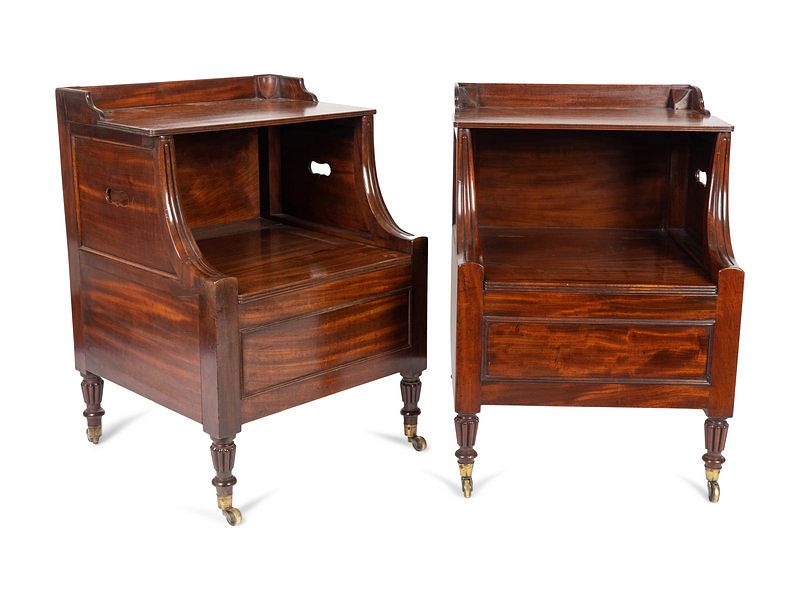 Appraisal: A Pair of Regency Style Mahogany Bedside Commodes Attributed to