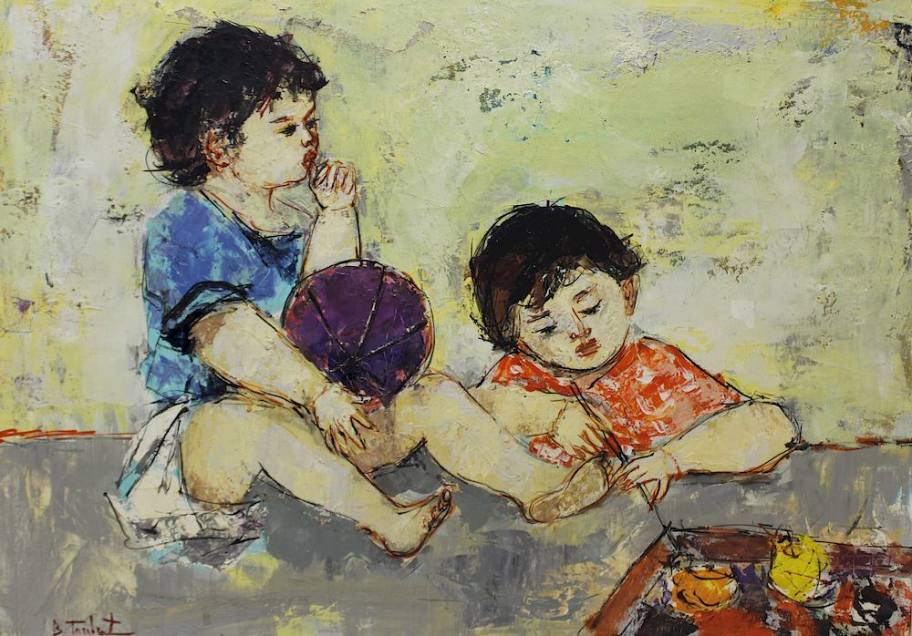 Appraisal: BERTOLDO TAUBERT Signed And Dated Oil On Canvas Les Enfants