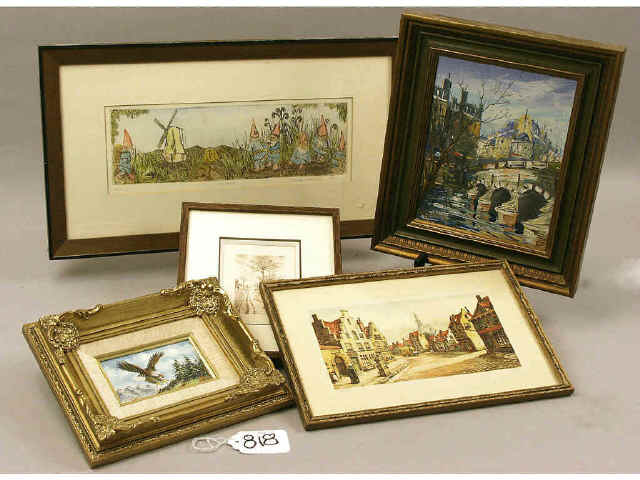 Appraisal: Lot of miscellaneous framed artwork pieces Estimate -