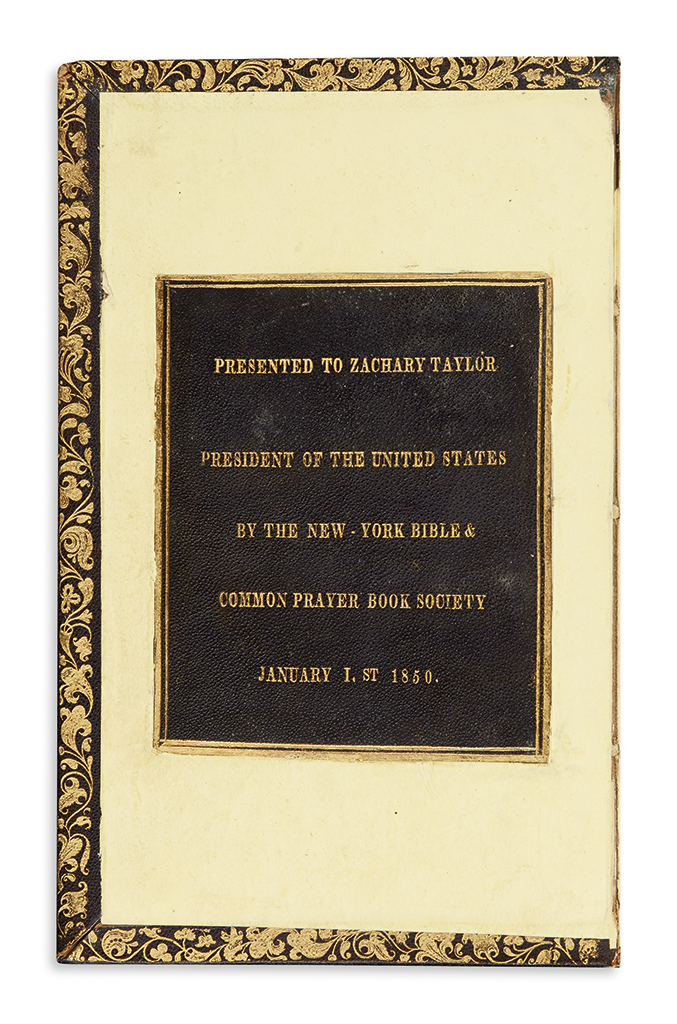 Appraisal: PRESENTED TO ZACHARY TAYLOR AS PRESIDENT BIBLE IN ENGLISH--PSALMS The