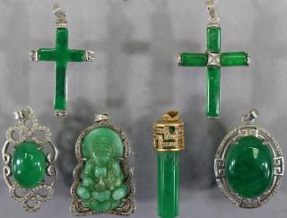 Appraisal: Jadeite Pendants Jadeite Pendants