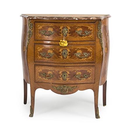 Appraisal: Louis XV Style Gilt-Metal Mounted Marquetry Inlaid Walnut Bedside Commode