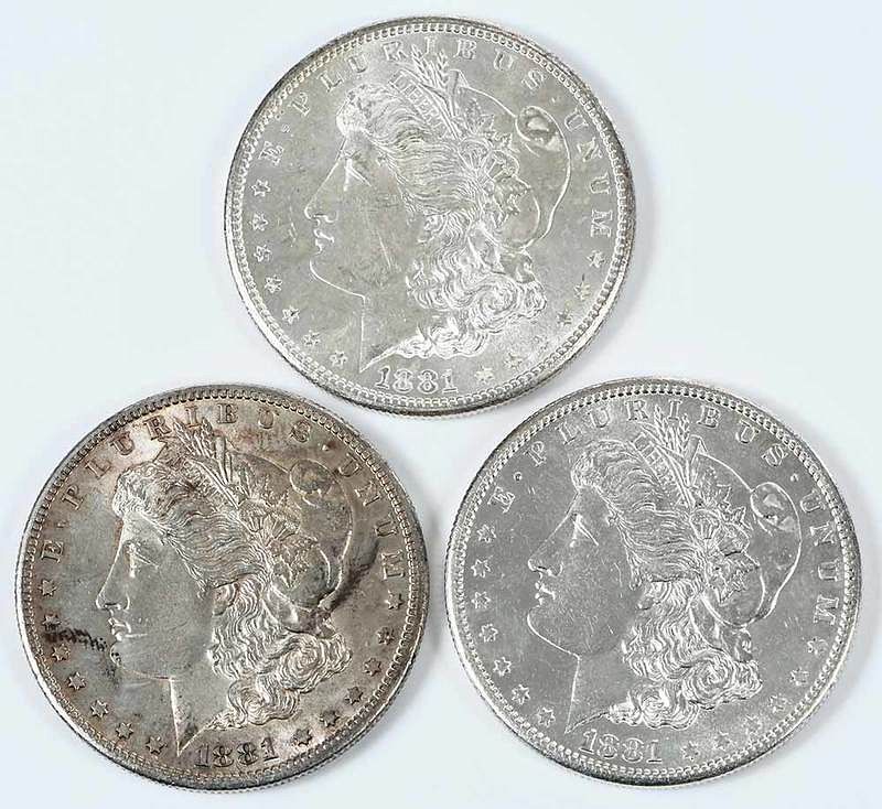 Appraisal: Three High Grade -S Morgan Dollars trio from San Francisco