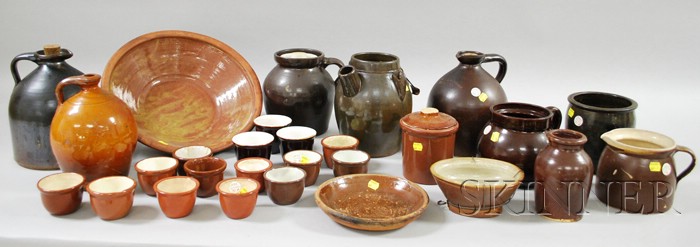 Appraisal: Three Glazed Redware and Twenty-five Glazed Stoneware Kitchen and Domestic