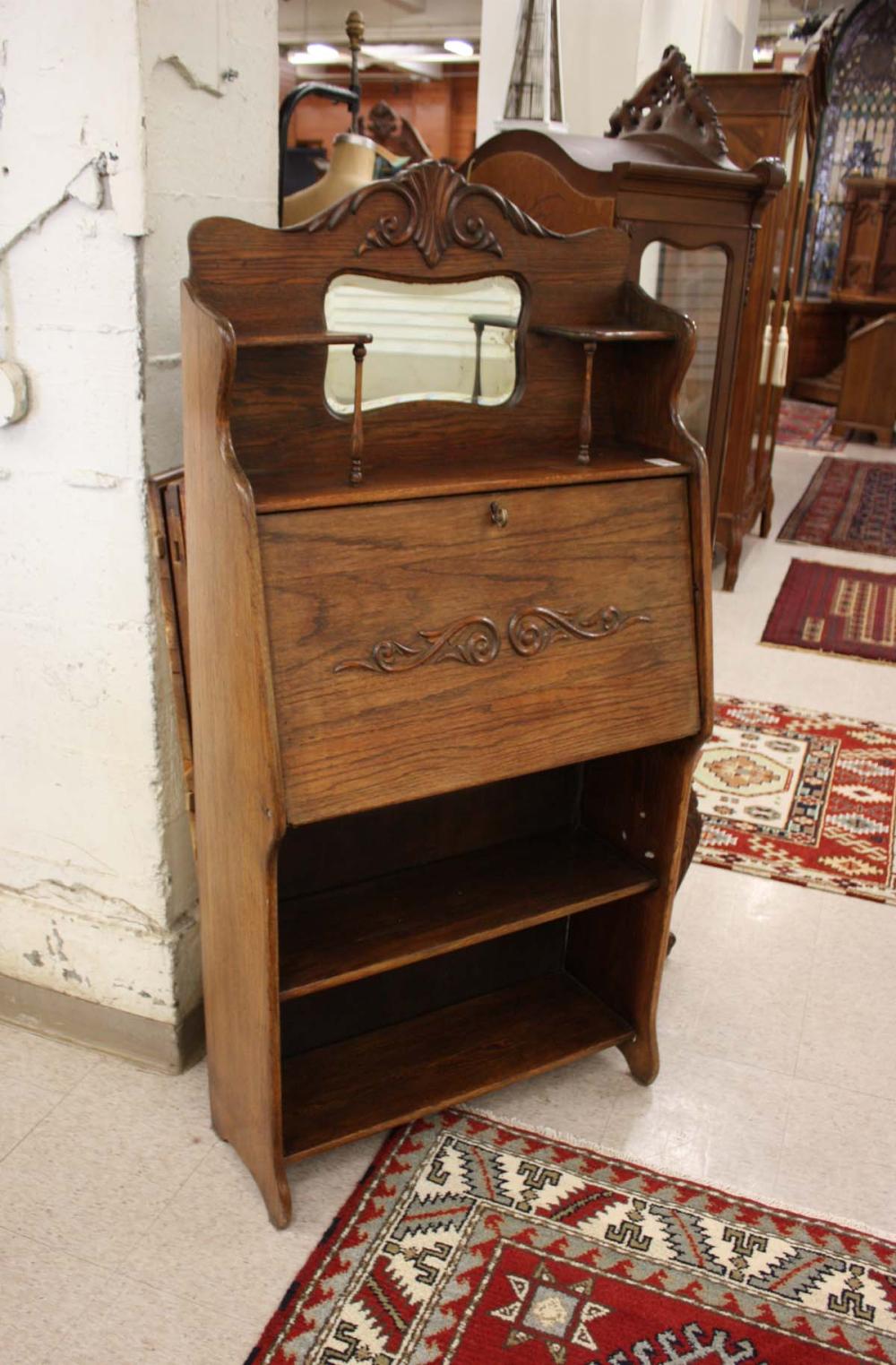 Appraisal: AN OAK DROP-FRONT WRITING DESK American late th century the