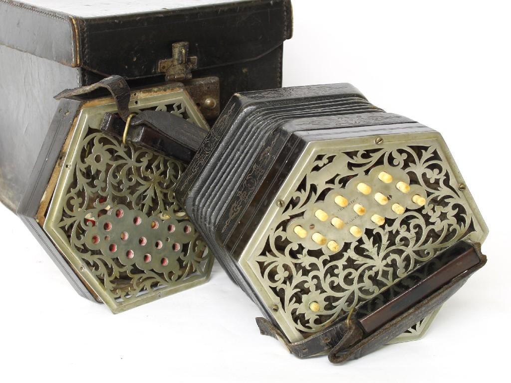 Appraisal: C Jeffries three row anglo concertina in need of restoration