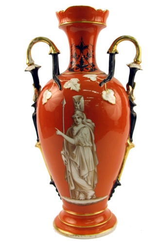 Appraisal: A PARIS PORCELAIN DECORATIVE VASE having double handles with gold