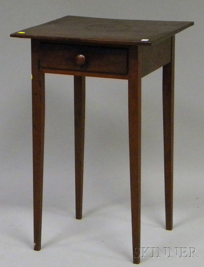 Appraisal: Mahogany and Cherry One-drawer Stand with Tapering Legs