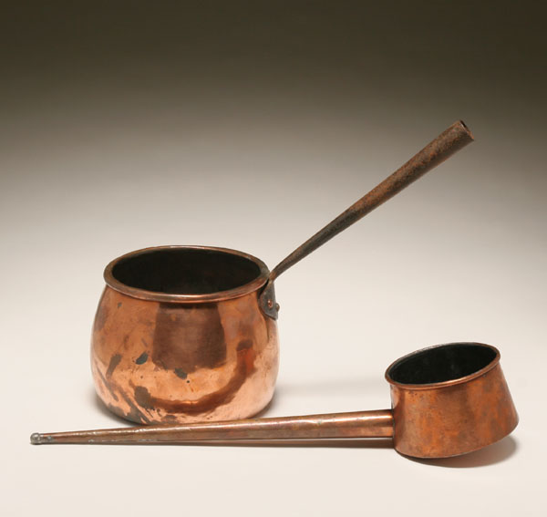 Appraisal: Early copper pan and older French dipper long handled pan