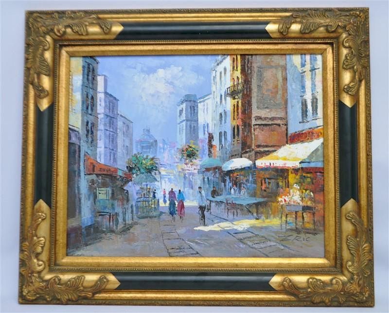 Appraisal: OIL ON CANVAS PARISIAN STREET SCENE SIGNED Oil on canvas