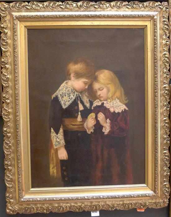 Appraisal: ARTIST UNKNOWN EUROPEAN SCHOOL TWO CHILDREN OIL ON CANVAS