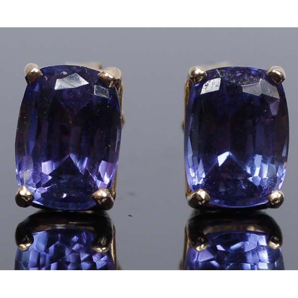 Appraisal: Pair natural tanzanite oval stud earrings in K gold mount