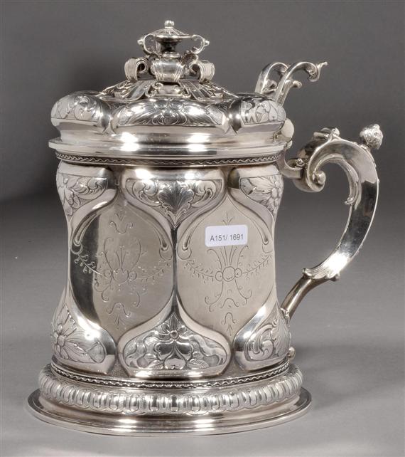 Appraisal: TANKARD WITH LID Sweden after H cm Wt g