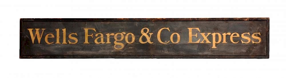 Appraisal: Wells Fargo Co Wooden Advertising Trade Sign This sand painted