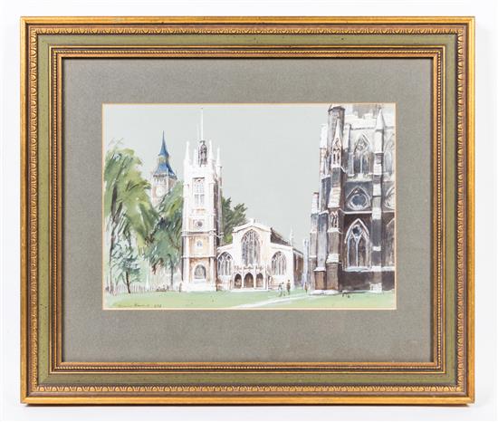 Appraisal: Sale Lot Artist Unknown th century Cathedral watercolor and gouache