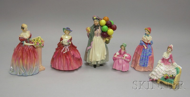 Appraisal: Six Royal Doulton Porcelain Figures Bo-Peep HN Genevieve Christine HN