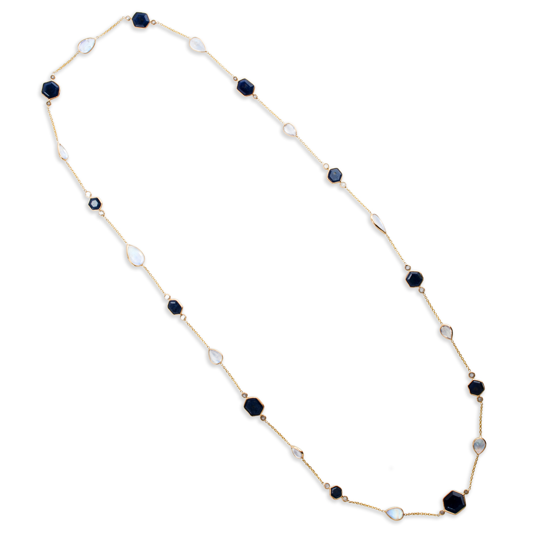 Appraisal: A SAPPHIRE MOONSTONE AND DIAMOND NECKLACE designed as octagonal-cut sapphires