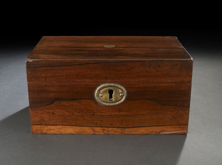 Appraisal: William IV Brass-Inlaid and -Mounted Rosewood Table Box second quarter