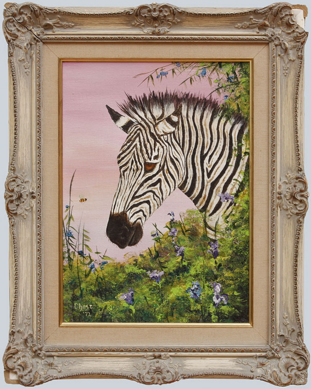 Appraisal: LYNN CHASE ZEBRA Oil on canvas signed 'Chase' and dated