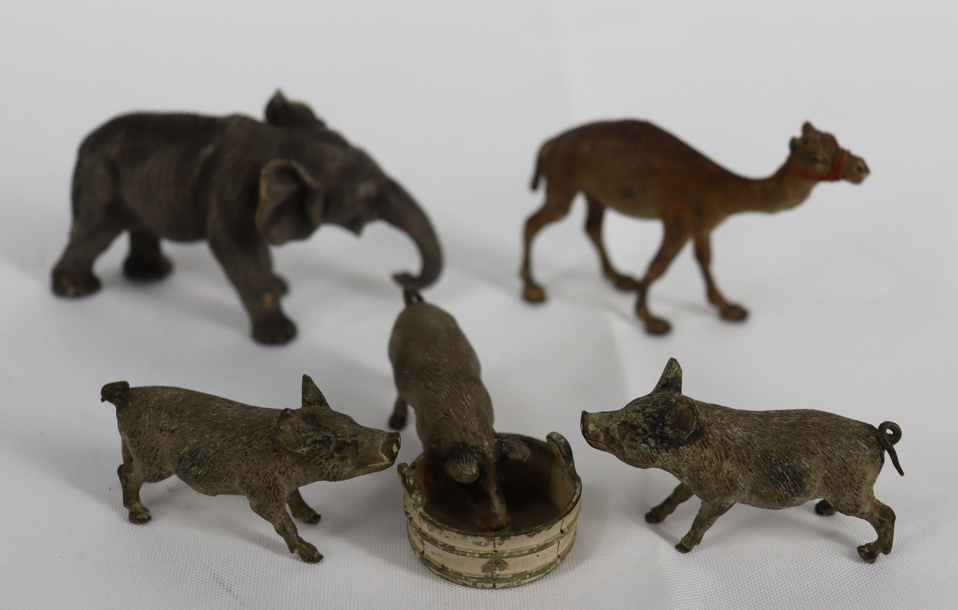 Appraisal: Austrian Bergman Bronze Grouping To include an elephant pigs and