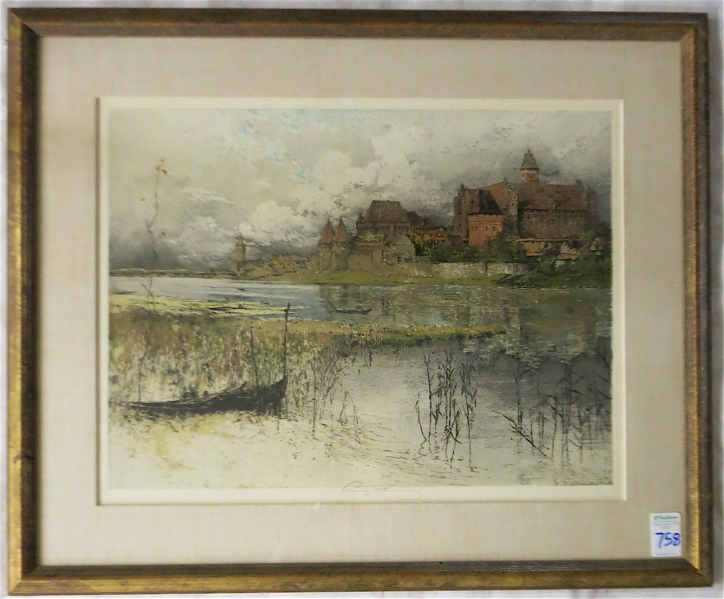 Appraisal: LUIGI KASIMIR ETCHING AND AQUATINT Austria - Marienburg Castle Germany