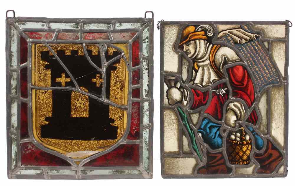 Appraisal: EARLY STAINED GLASS PANELS - Early Stained Glass Panels in