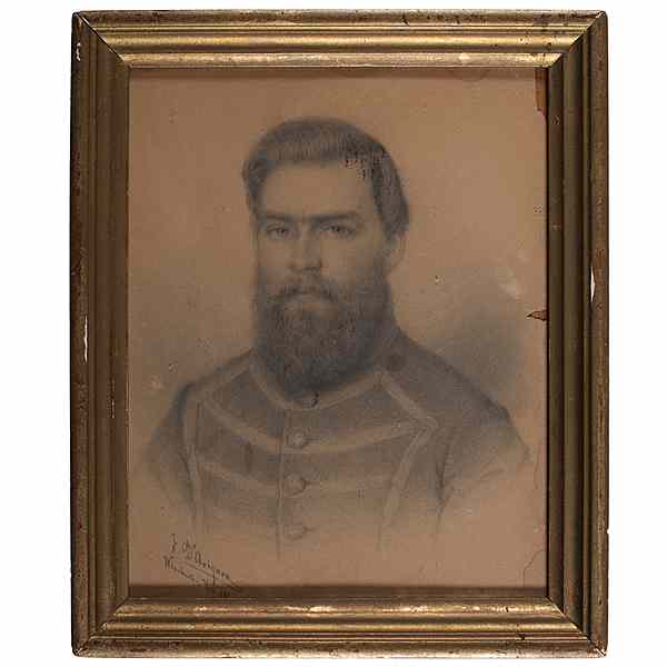 Appraisal: Civil War Pencil Drawing Signed F D'Avignon Pencil sketch on