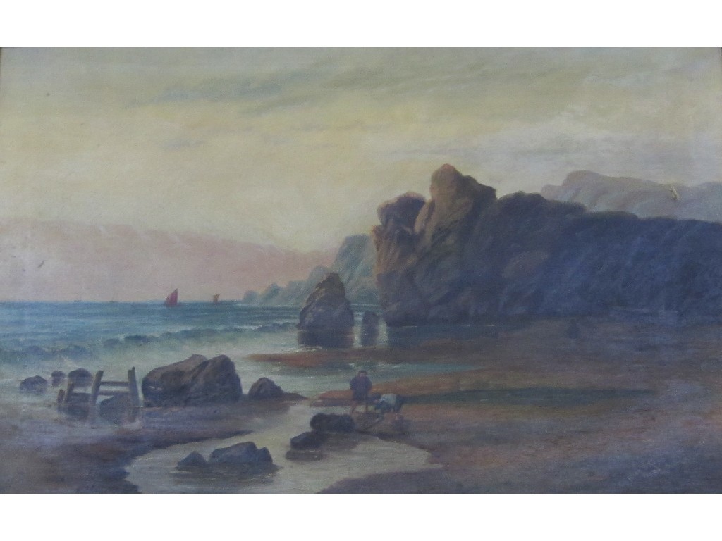 Appraisal: Oil on canvas coastal scene indistinctly signed and dated