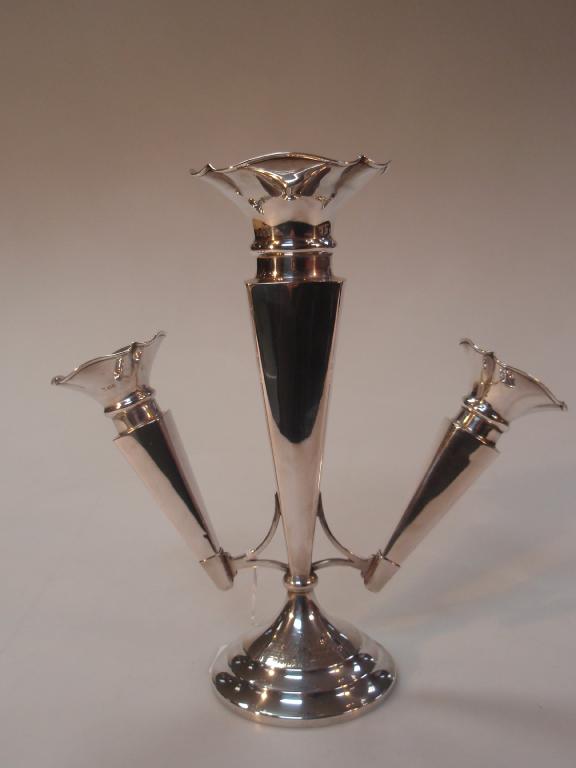 Appraisal: A George V silver table epergne the principal vase with