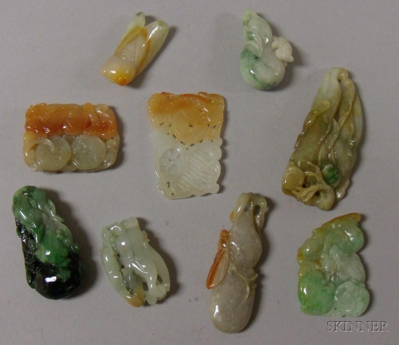 Appraisal: Nine Assorted Carved Jade Pendants and Other Items of various