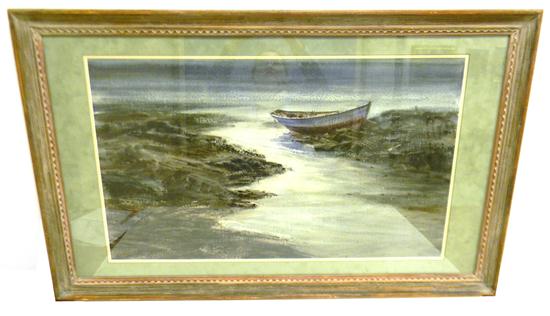 Appraisal: Don Stone American b untitled watercolor depicts a dingy pulled