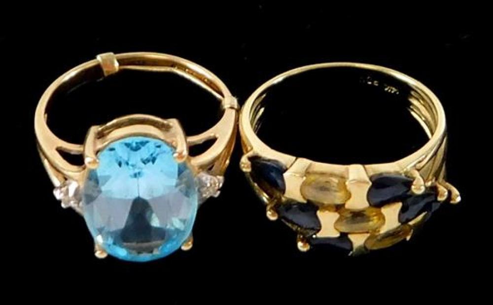 Appraisal: JEWELRY Two yellow gold rings set with Topaz and one