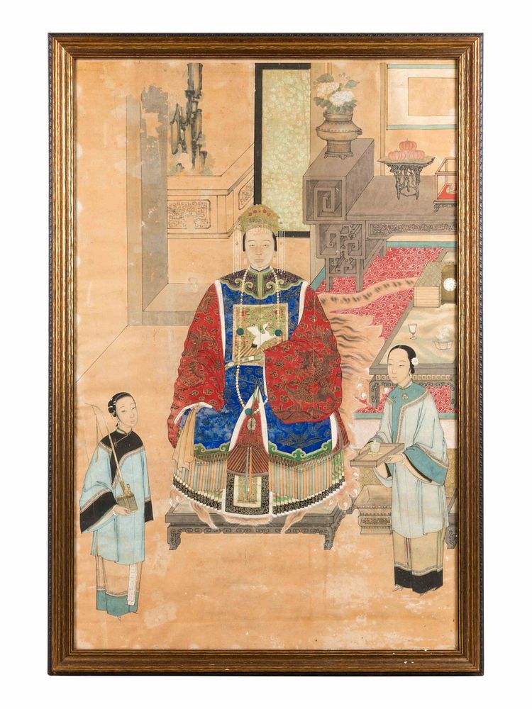 Appraisal: A Chinese Ink and Color on Paper Portrait of an