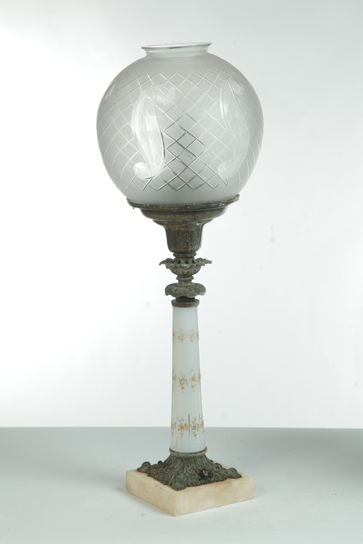 Appraisal: ASTRAL LAMP WITH OPALENE STEM American nd quarter- th century