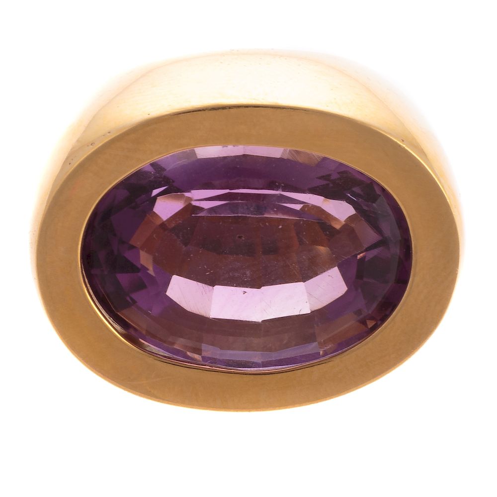 Appraisal: A Large Bezel Set Amethyst Ring in K K yellow