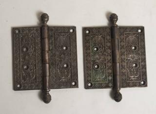 Appraisal: Pair of Door Hinges Silvered Bronze L Pat Sept