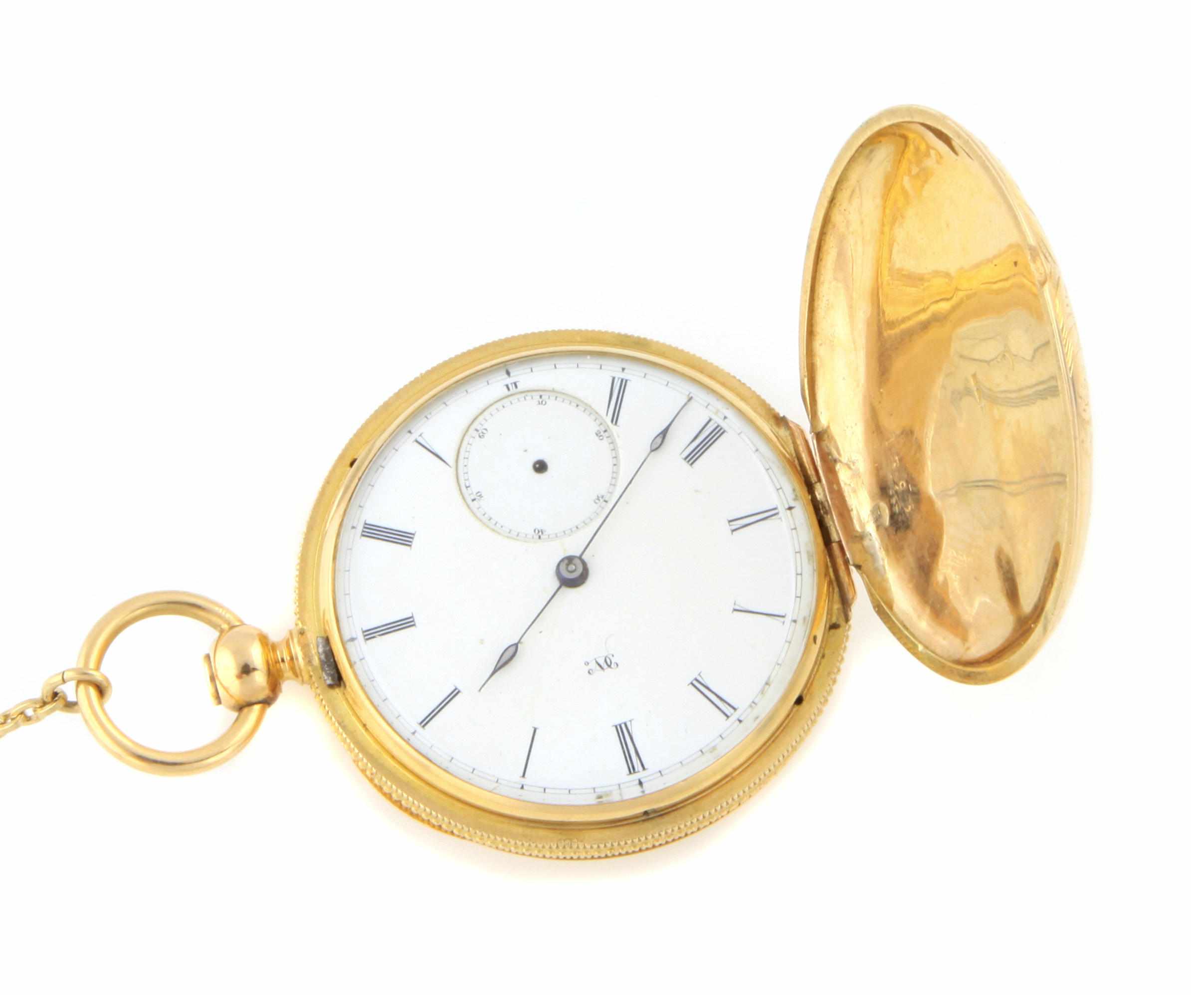 Appraisal: An k gold hunting case pocket watch keywind and set