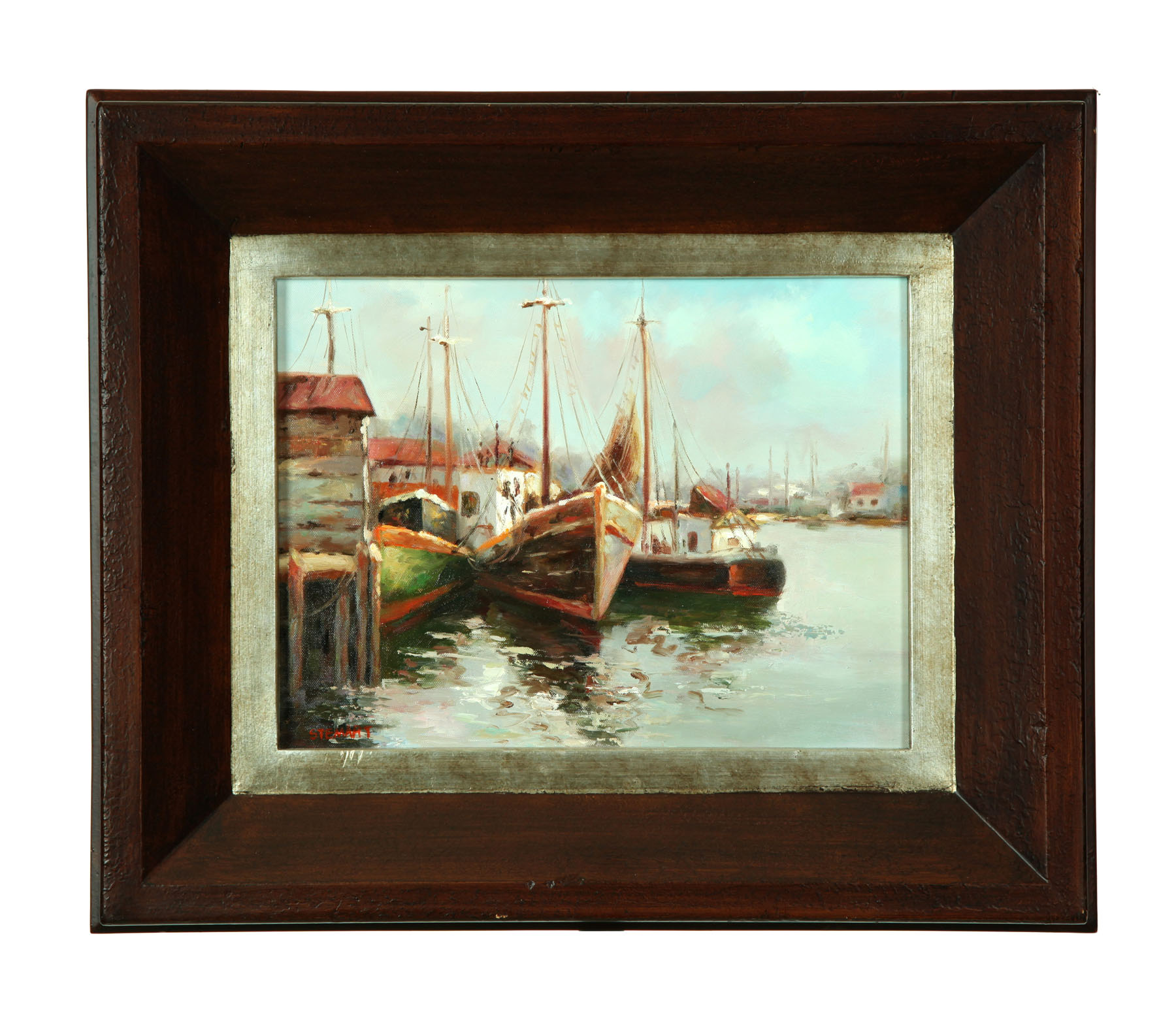 Appraisal: DOCK SCENE SIGNED ''STEMART'' AMERICAN ND HALF- TH CENTURY Oil