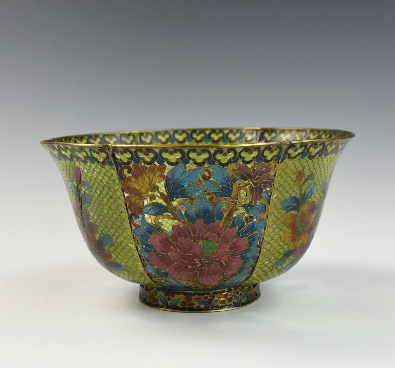 Appraisal: CHINESE CLOISONNE LOBED BOWL decorated around the exterior with multi-coloured