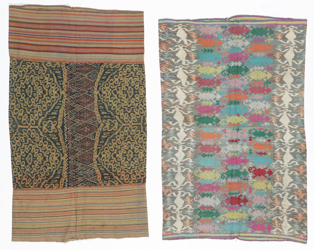 Appraisal: West Timor Sarongs with Ikat and Embroidery woman's sarongs tais