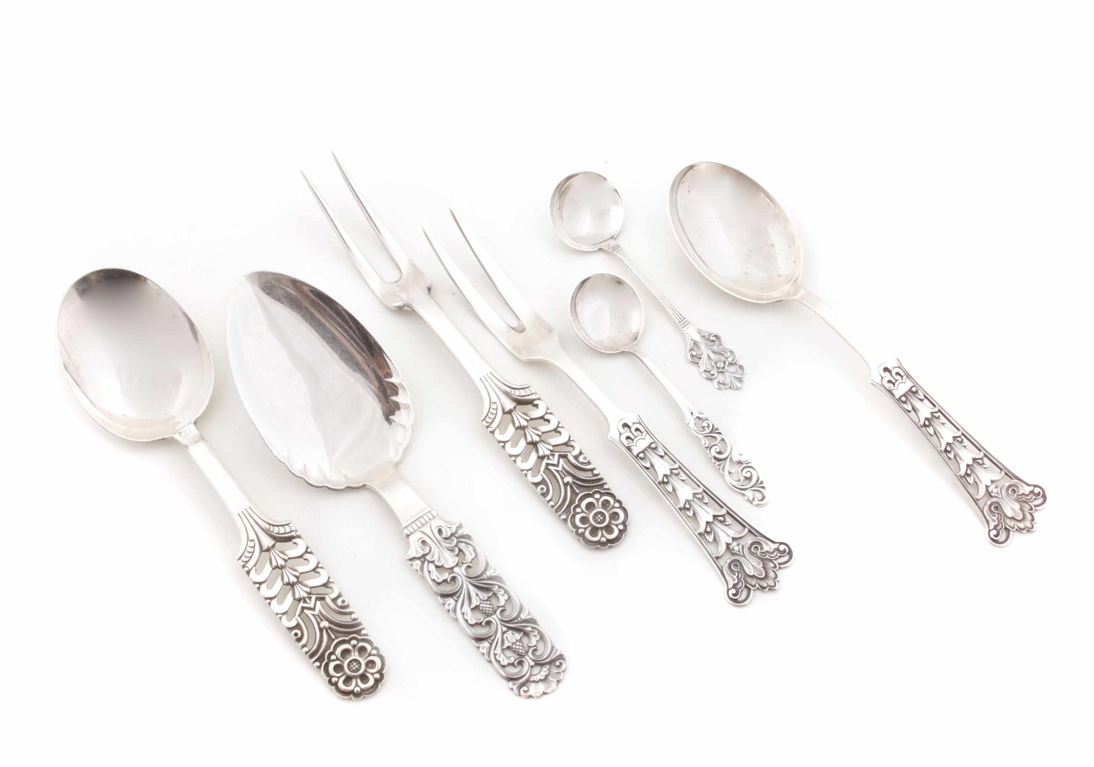 Appraisal: A group of Norwegian standard and sterling silver flatware th