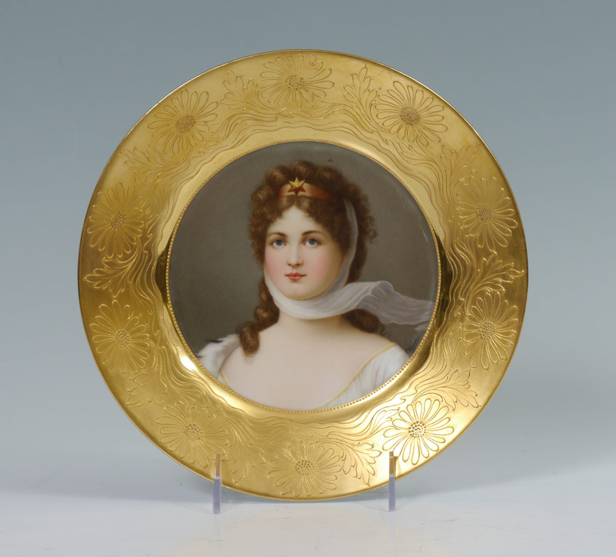 Appraisal: ROYAL VIENNA BEEHIVE MARK PORTRAIT PLATE ''LOUISE'' The plate is