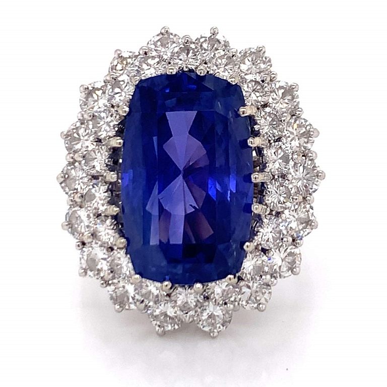 Appraisal: Ct No Heat Ceylon Sapphire Diamond Ring Ct No Heat